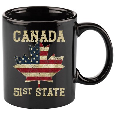 51st State Canada American Flag Canada 51st State Vintage 11oz C Handle Ceramic Mug