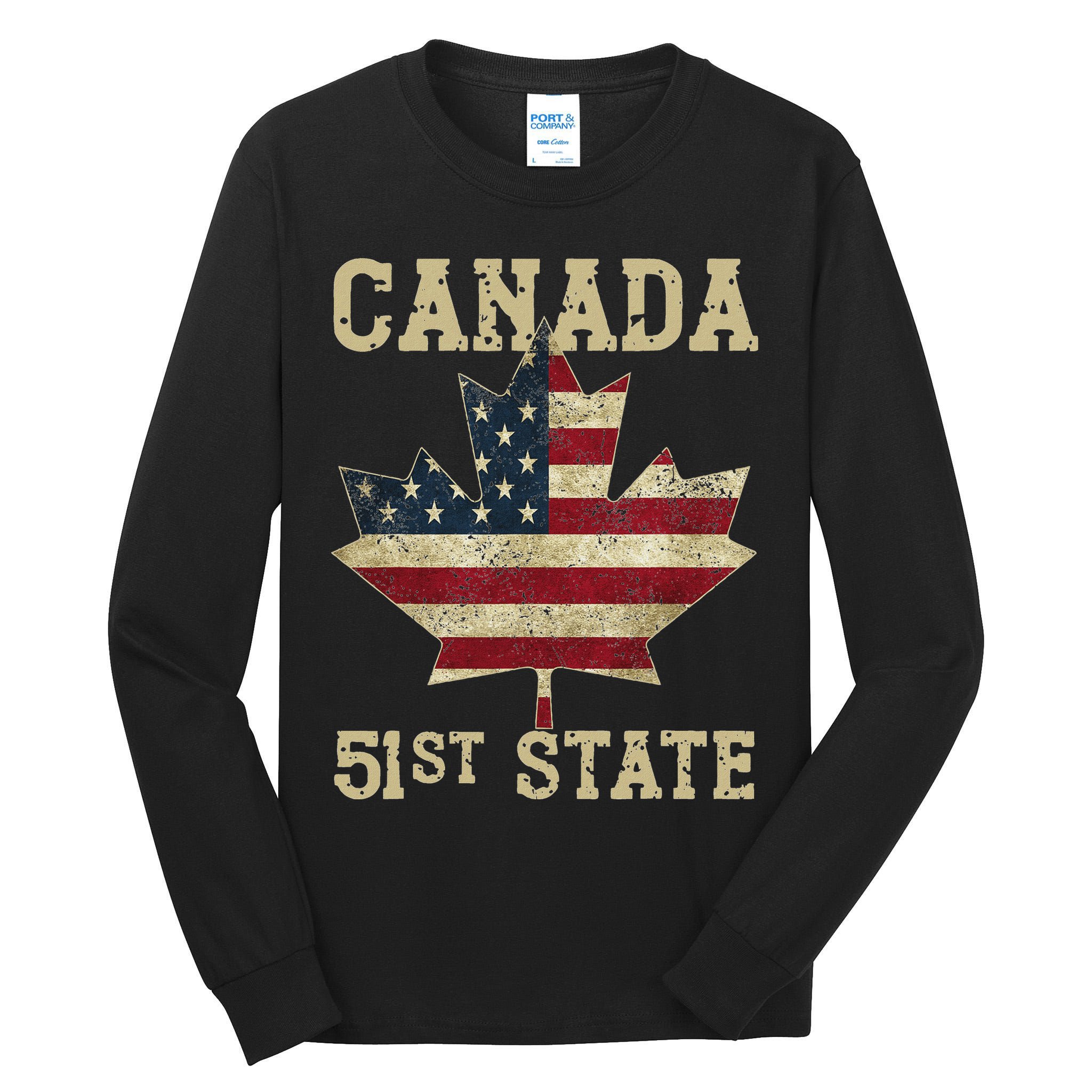 51st State Canada American Flag Canada 51st State Vintage Tall Long Sleeve T-Shirt