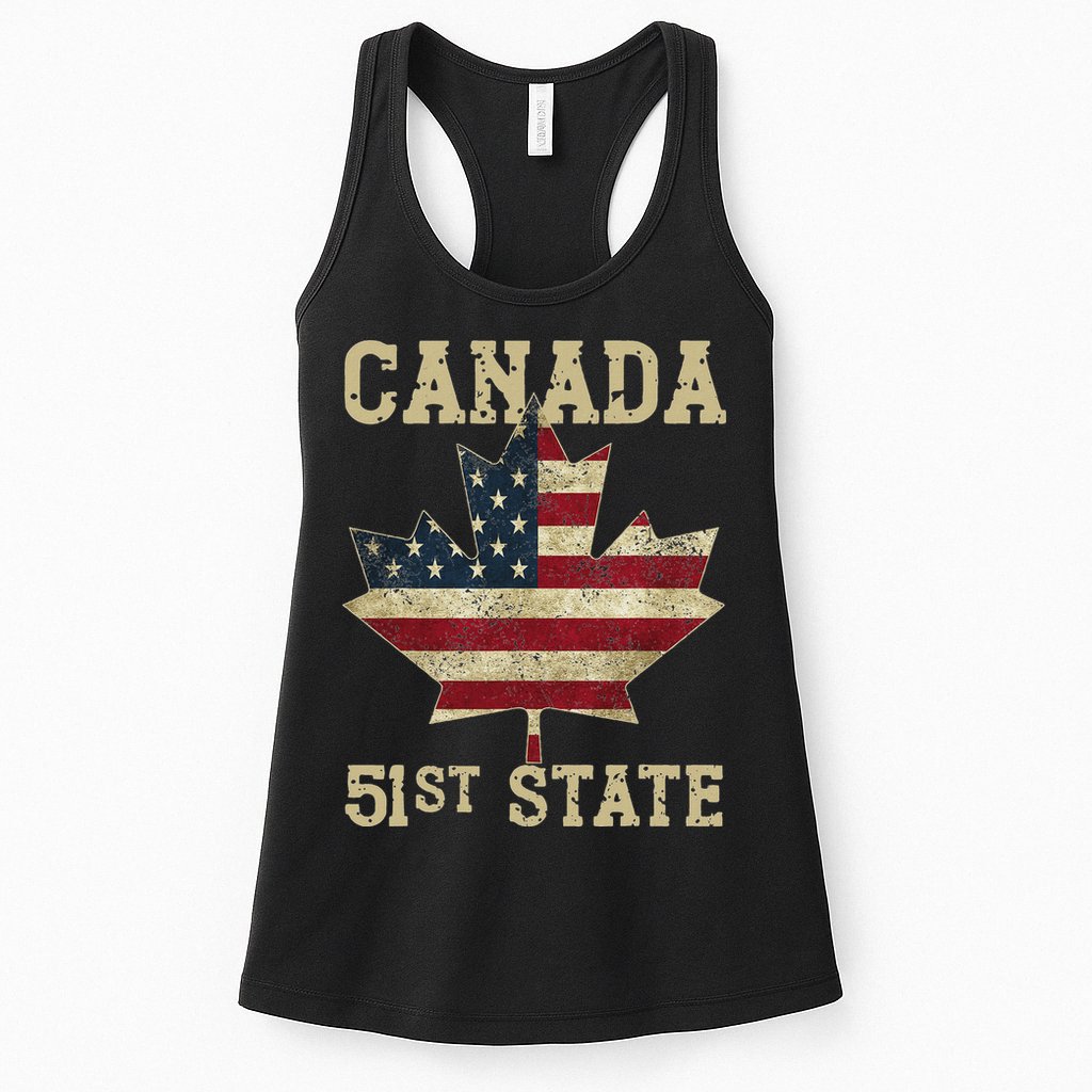 51st State Canada American Flag Canada 51st State Vintage Womens Tank Top