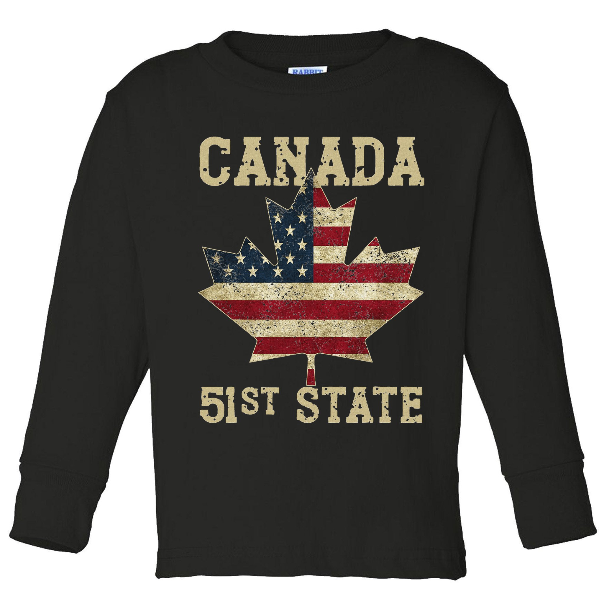 51st State Canada American Flag Canada 51st State Vintage Toddler Long Sleeve Shirt