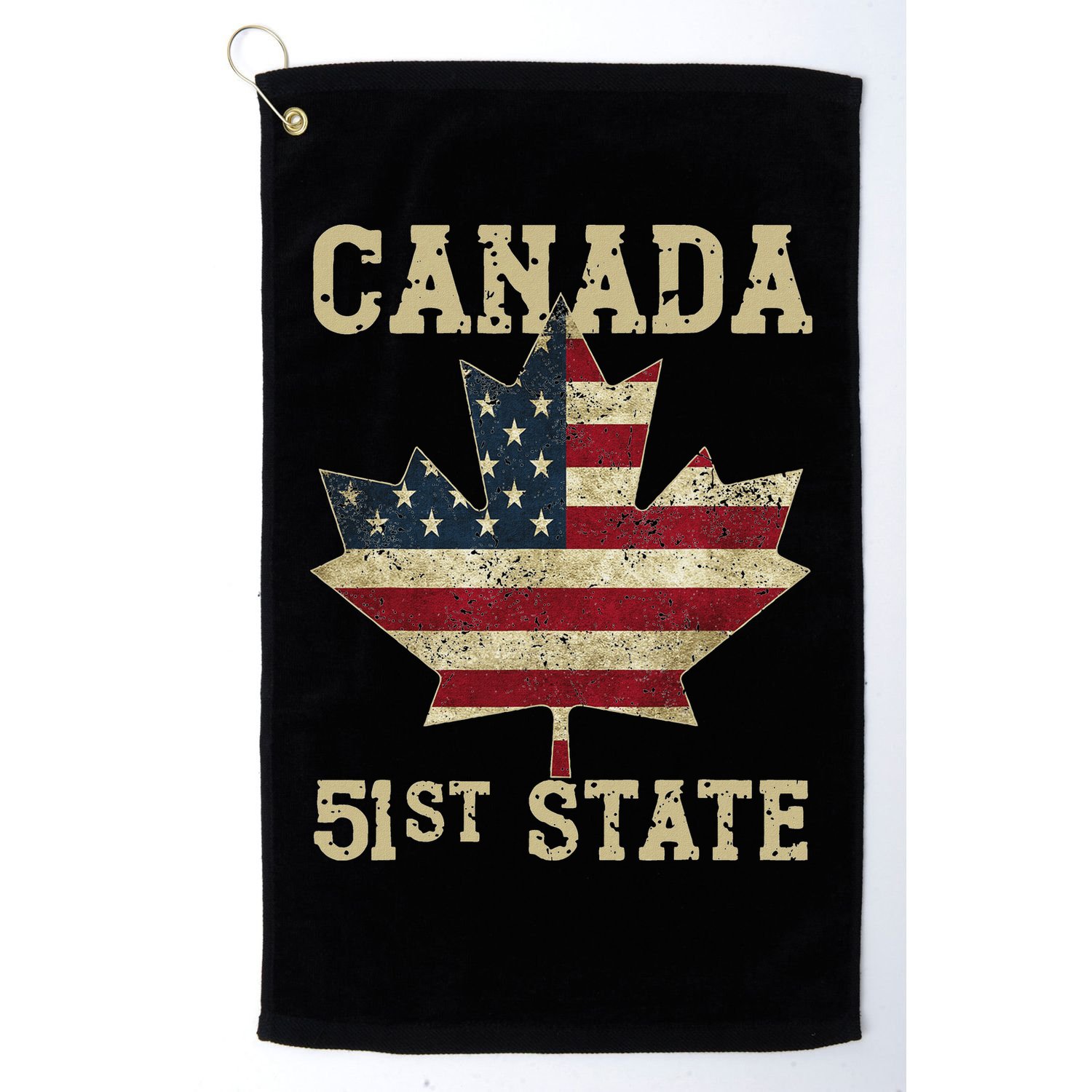 51st State Canada American Flag Canada 51st State Vintage Golf Towel