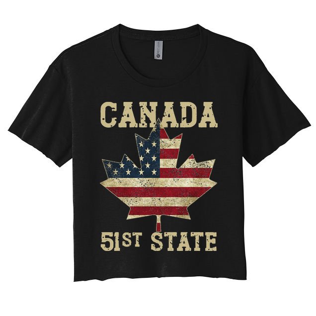 51st State Canada American Flag Canada 51st State Vintage Crop Top
