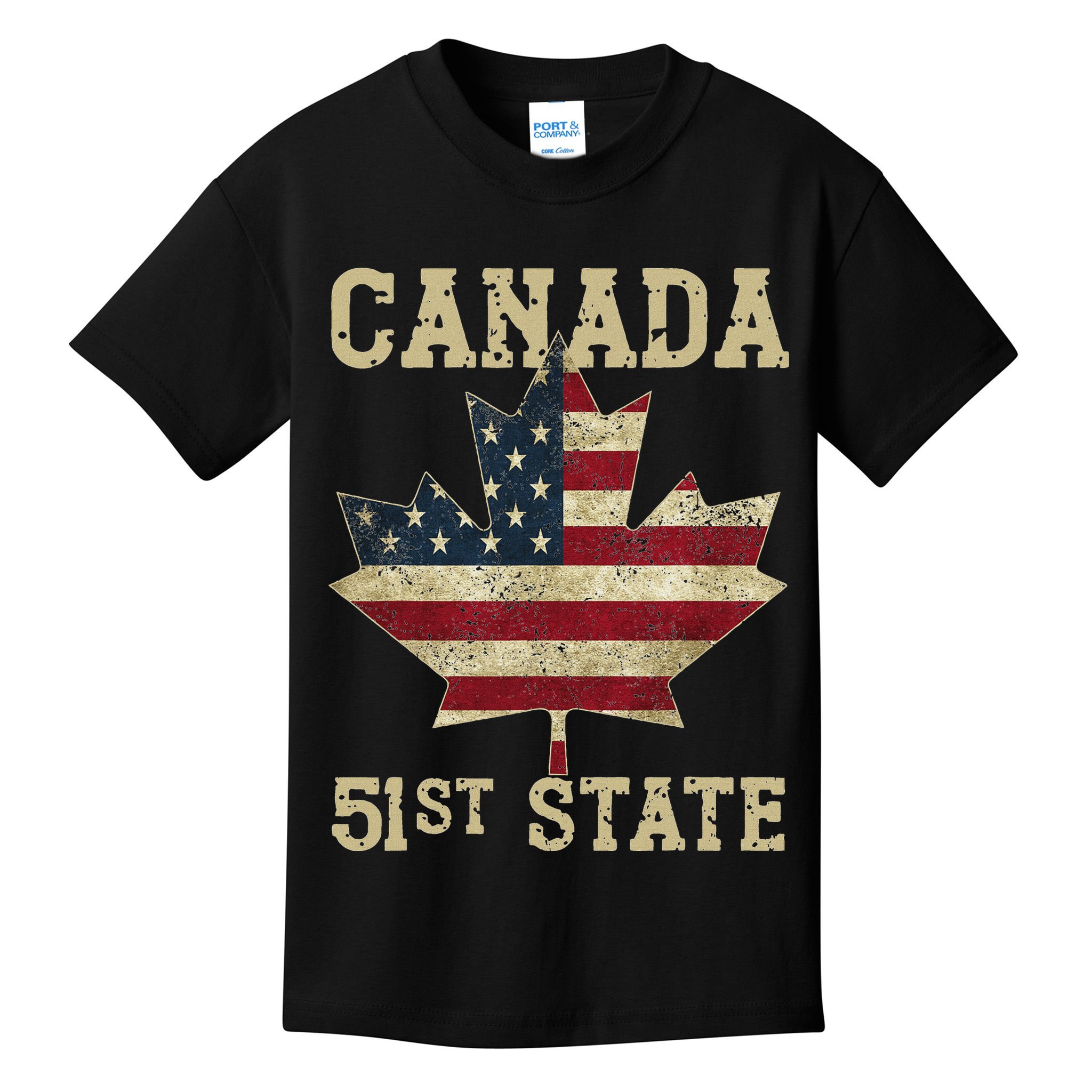 51st State Canada American Flag Canada 51st State Vintage Kids T-Shirt