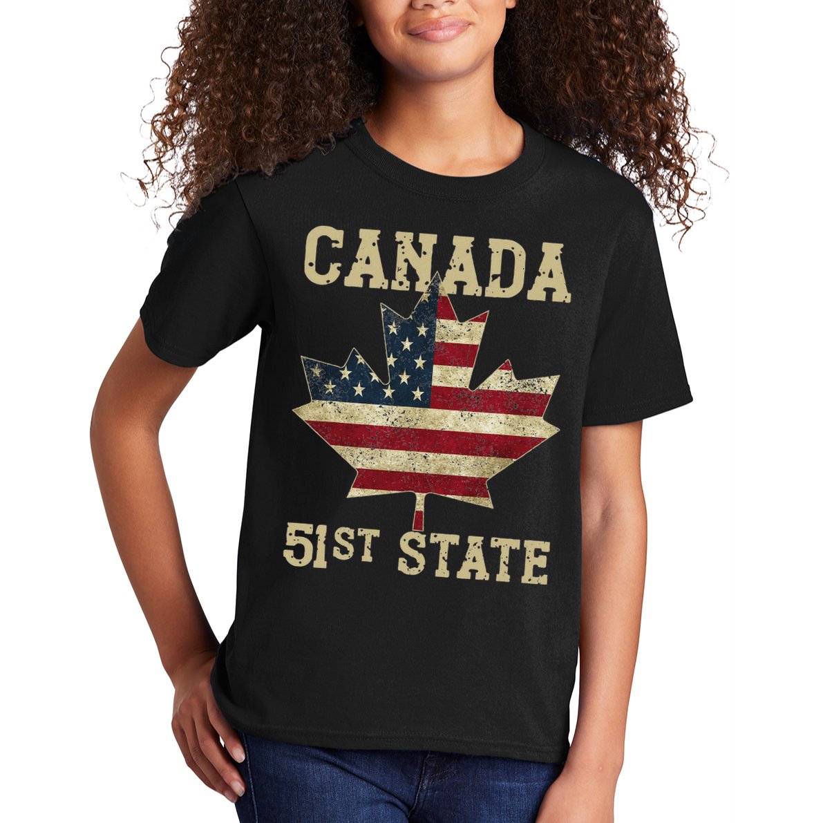 51st State Canada American Flag Canada 51st State Vintage Kids T-Shirt