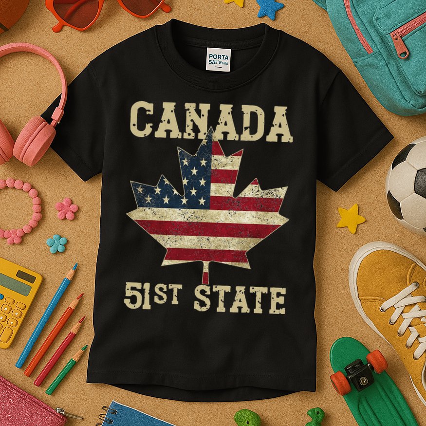51st State Canada American Flag Canada 51st State Vintage Kids T-Shirt