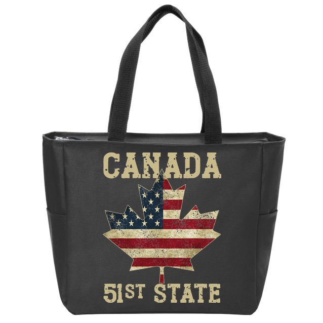 51st State Canada American Flag Canada 51st State Vintage Zip Tote Bag