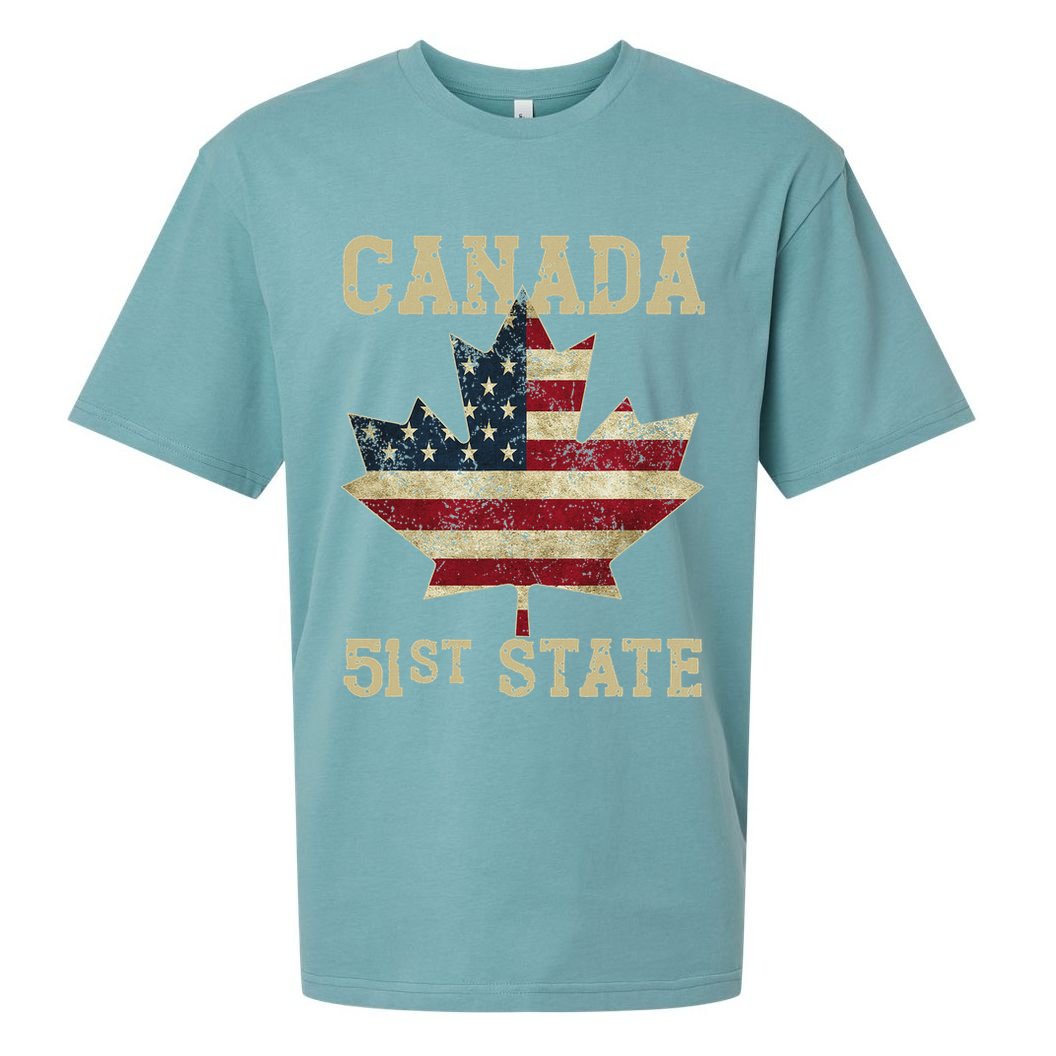 51st State Canada American Flag Canada 51st State Vintage Sueded Cloud Jersey T-Shirt