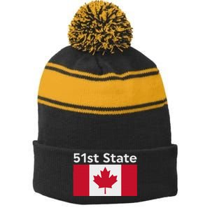 51st State Canada Funny Trump Stripe Pom Pom Beanie