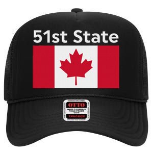 51st State Canada Funny Trump High Crown Mesh Back Trucker Hat