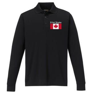 51st State Canada Funny Trump Performance Long Sleeve Polo