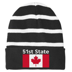 51st State Canada Funny Trump Striped Beanie with Solid Band