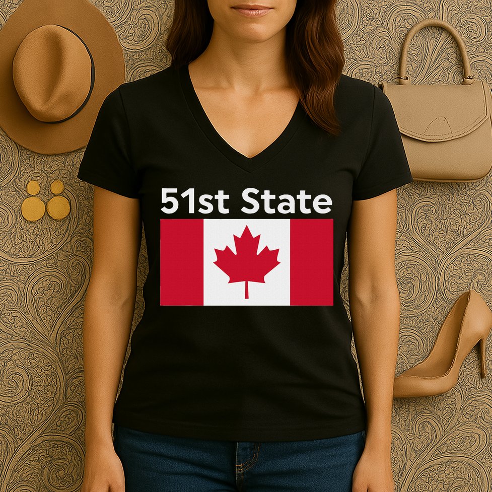 51st State Canada Funny Trump Women's V-Neck T-Shirt