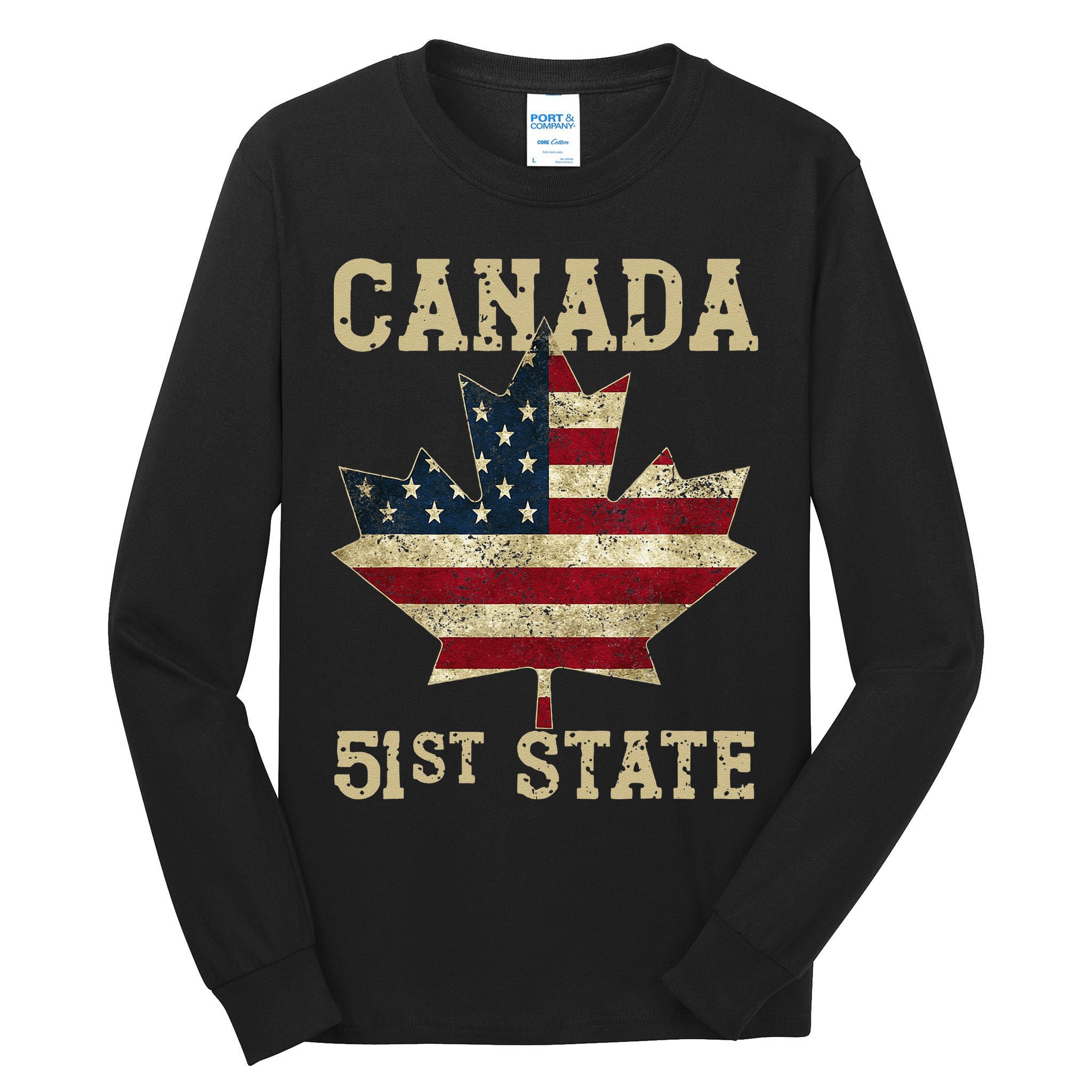 51st State Canada American Flag Canada 51st State Vintage Gift Tall Long Sleeve T-Shirt
