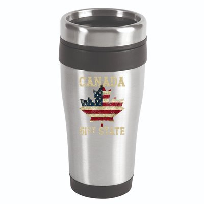 51st State Canada American Flag Canada 51st State Vintage Gift 16oz Travel Tumbler
