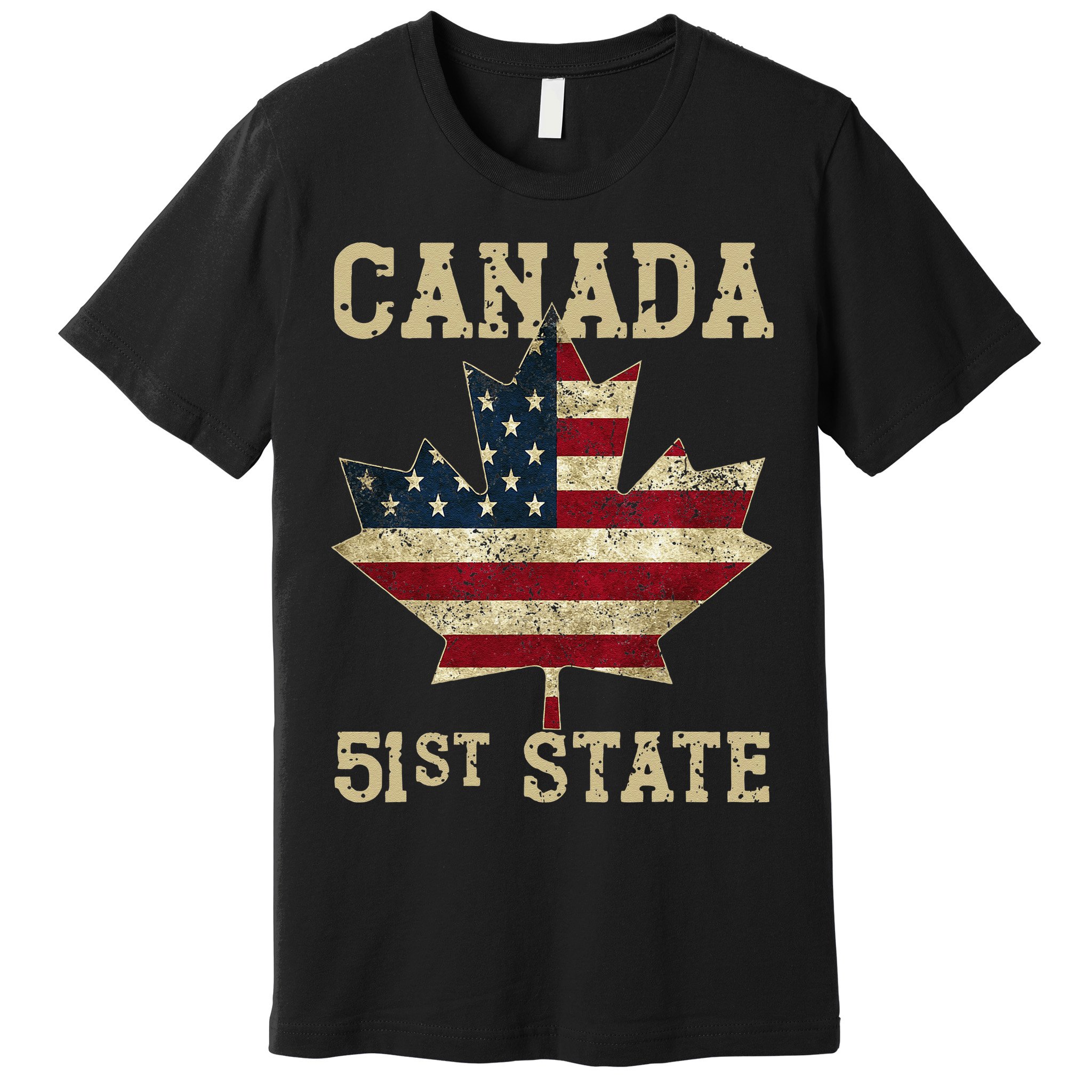 51st State Canada American Flag Canada 51st State Vintage Gift Premium T-Shirt
