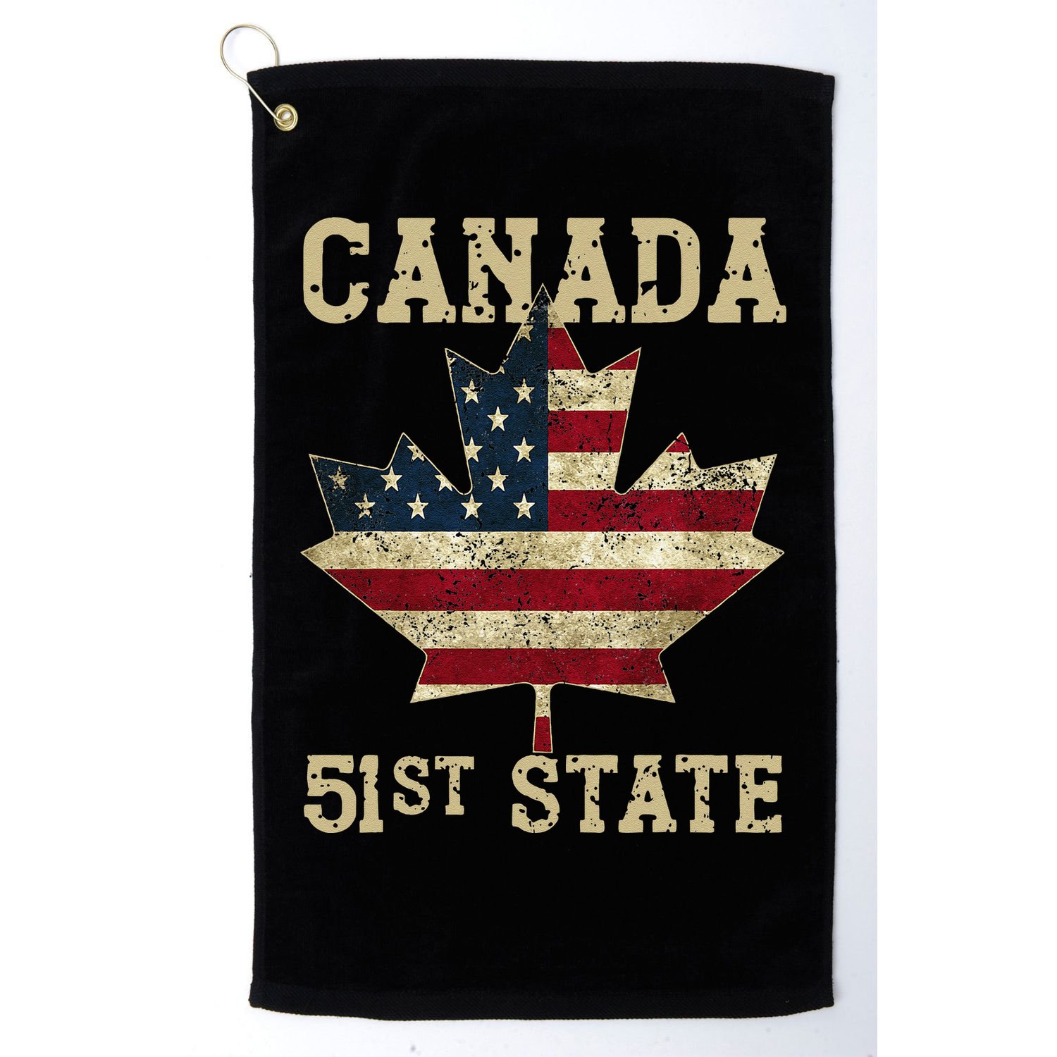 51st State Canada American Flag Canada 51st State Vintage Gift Golf Towel