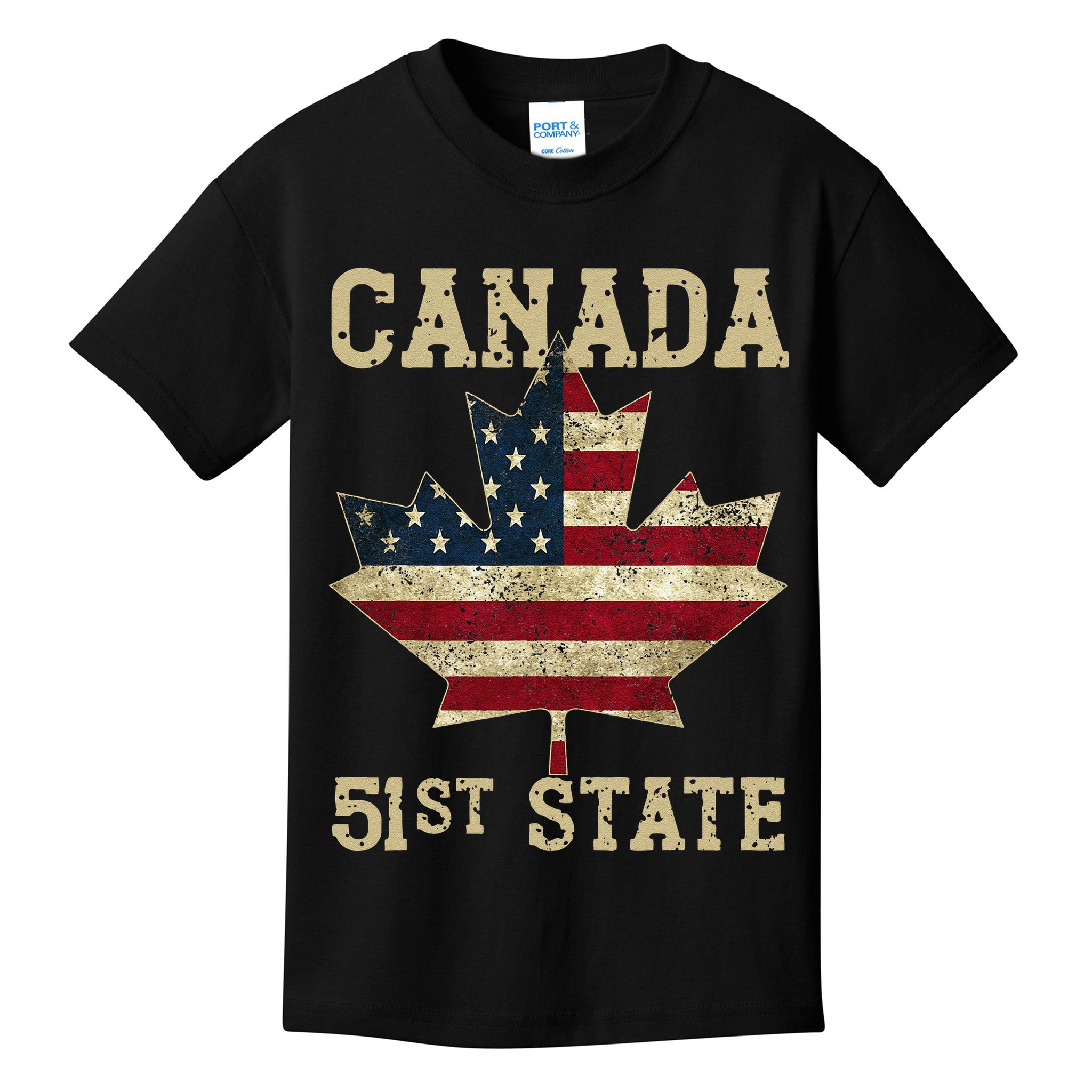 51st State Canada American Flag Canada 51st State Vintage Gift Kids T-Shirt