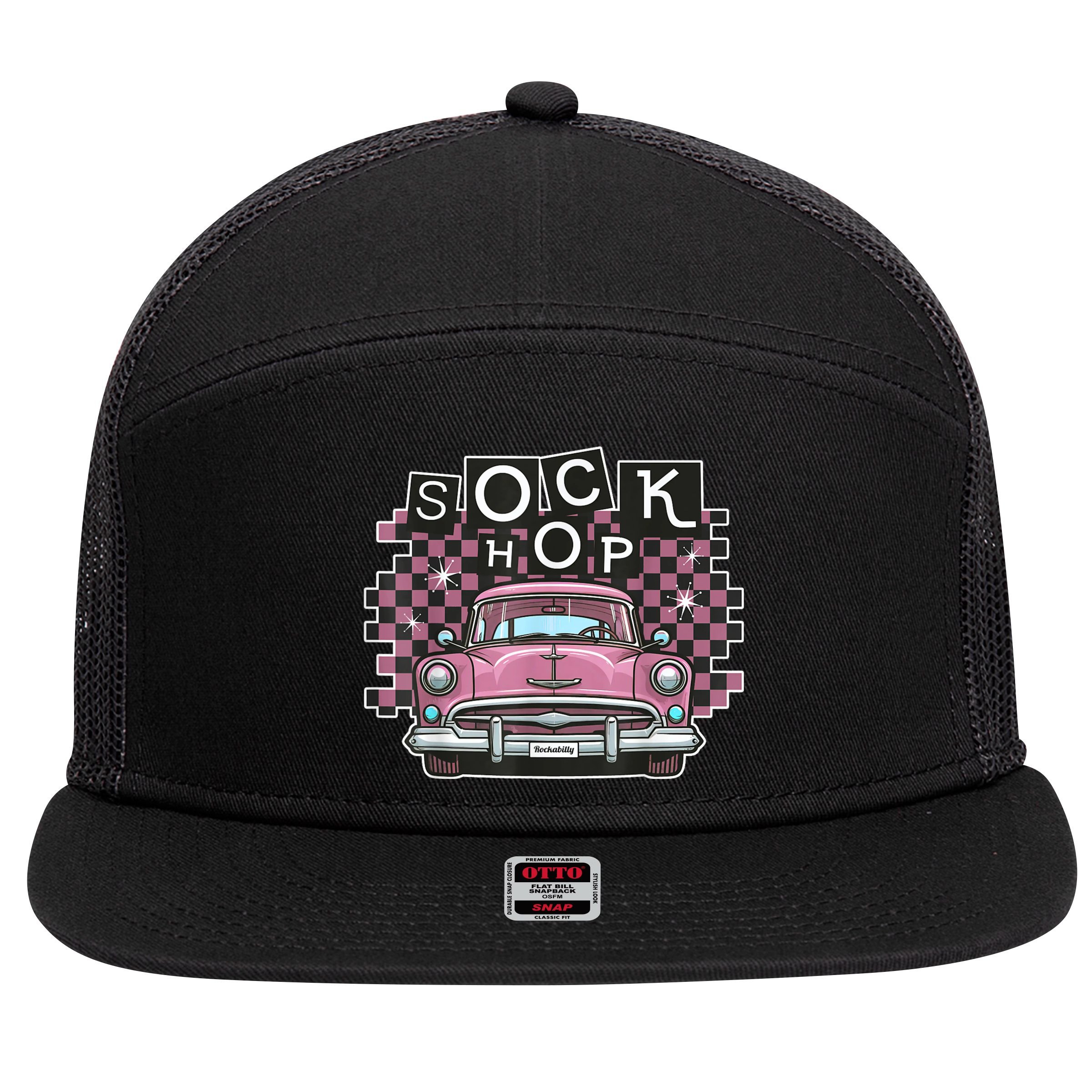 50s Sock Hop Dance Part Retro 1950s Party Doo Wop Rockabilly 7 Panel Mesh Trucker Snapback Hat
