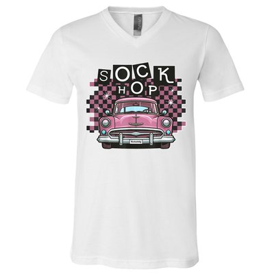 50s Sock Hop Dance Part Retro 1950s Party Doo Wop Rockabilly V-Neck T-Shirt