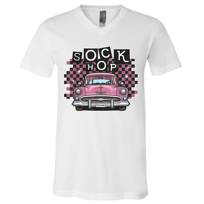 50s Sock Hop Dance Part Retro 1950s Party Doo Wop Rockabilly V-Neck T-Shirt