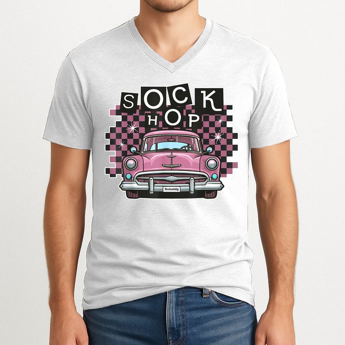 50s Sock Hop Dance Part Retro 1950s Party Doo Wop Rockabilly V-Neck T-Shirt
