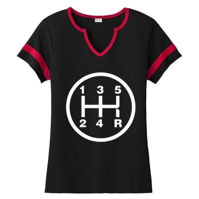 5 Speed Manual Transmission Stick Driving Car Guy Ladies Halftime Notch Neck Tee