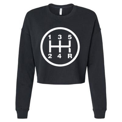 5 Speed Manual Transmission Stick Driving Car Guy Cropped Pullover Crew