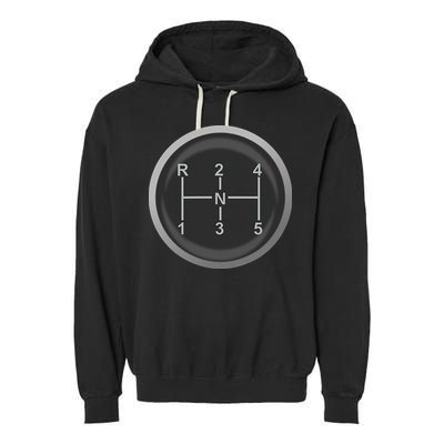 5 Speed Manual Transmission Dogleg Gear Shift Pattern Car Garment-Dyed Fleece Hoodie