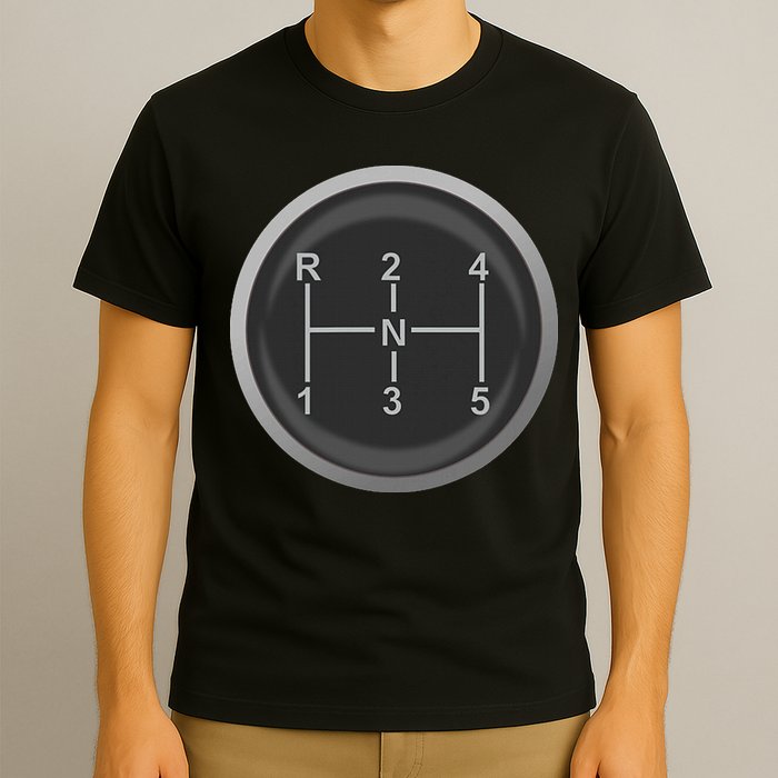 5 Speed Manual Transmission Dogleg Gear Shift Pattern Car T-Shirt