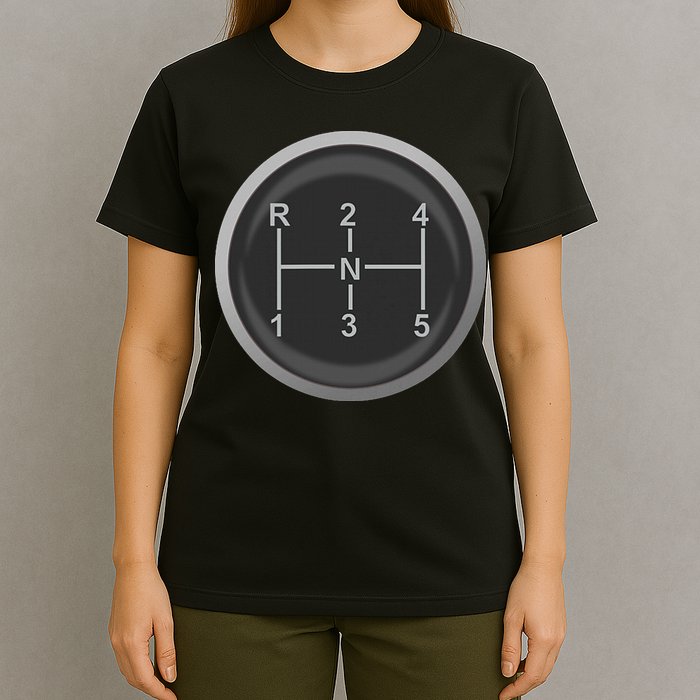 5 Speed Manual Transmission Dogleg Gear Shift Pattern Car T-Shirt