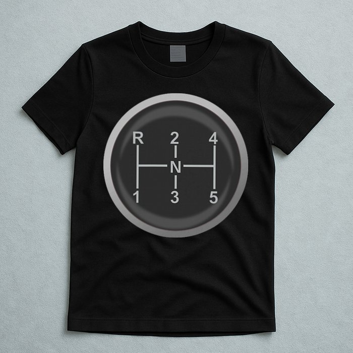 5 Speed Manual Transmission Dogleg Gear Shift Pattern Car T-Shirt