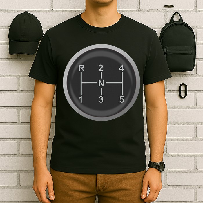 5 Speed Manual Transmission Dogleg Gear Shift Pattern Car T-Shirt