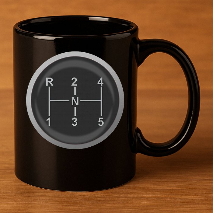 5 Speed Manual Transmission Dogleg Gear Shift Pattern Car 11oz C Handle Ceramic Mug