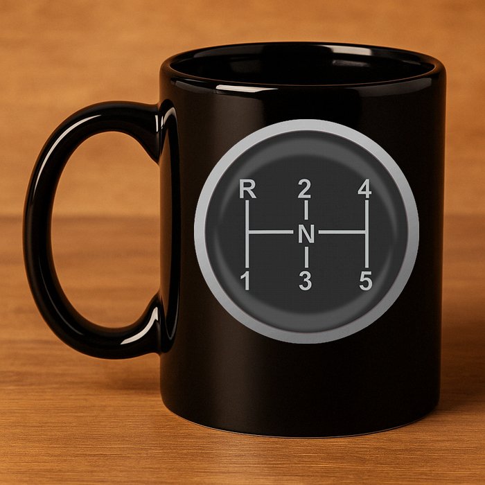 5 Speed Manual Transmission Dogleg Gear Shift Pattern Car 11oz C Handle Ceramic Mug