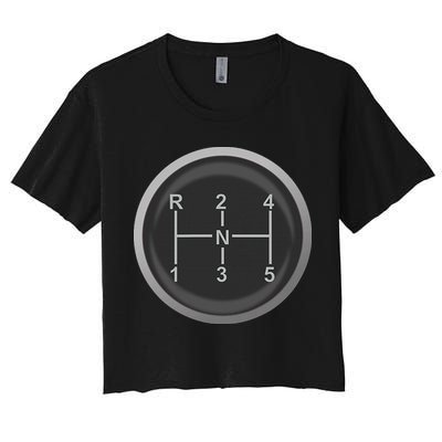 5 Speed Manual Transmission Dogleg Gear Shift Pattern Car Women's Crop Top Tee