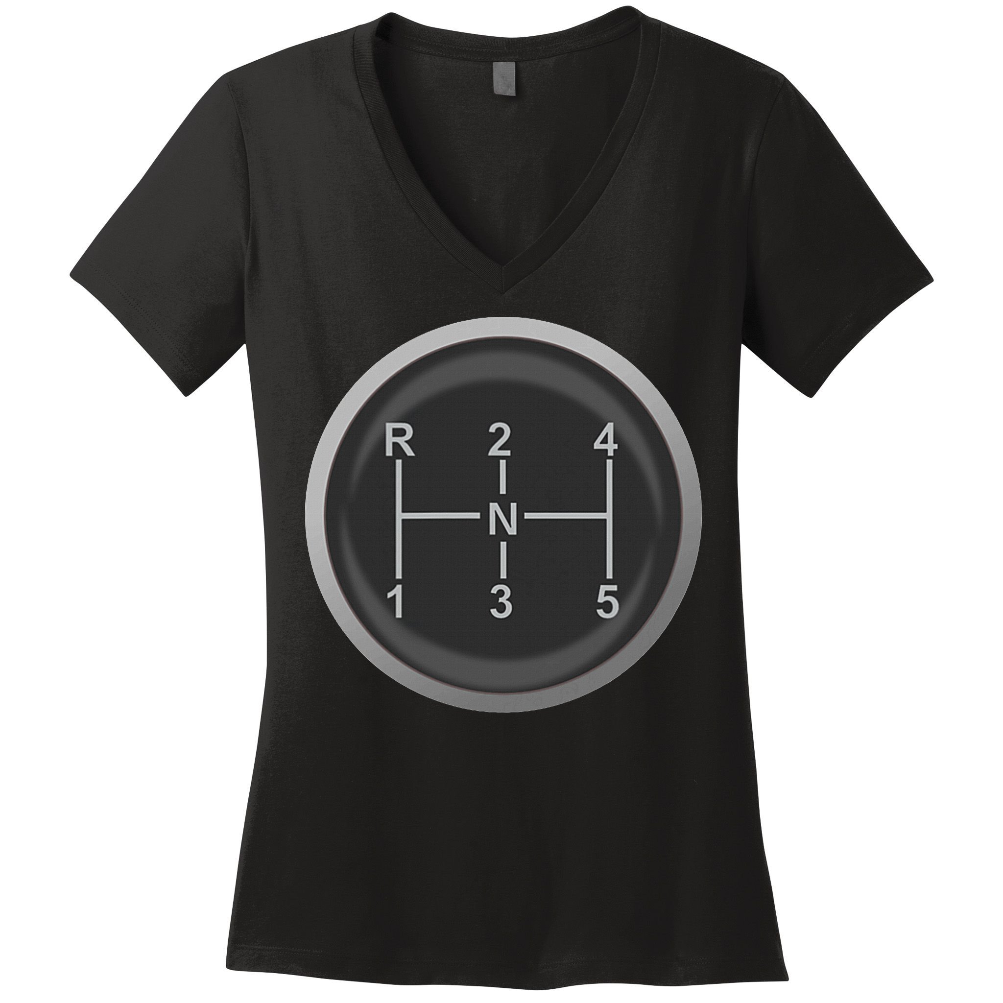 5 Speed Manual Transmission Dogleg Gear Shift Pattern Car Women's V-Neck T-Shirt