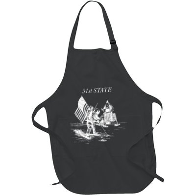 51st State Moon Landing Exploring Space With Humor Full-Length Apron With Pockets