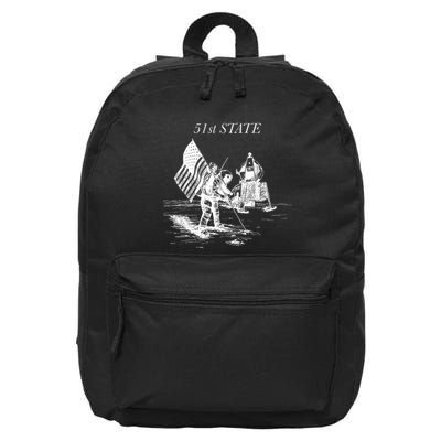 51st State Moon Landing Exploring Space With Humor 16 in Basic Backpack
