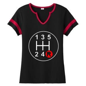 5 Speed Manual Transmission Stick Shift Car Enthusiast Ladies Halftime Notch Neck Tee