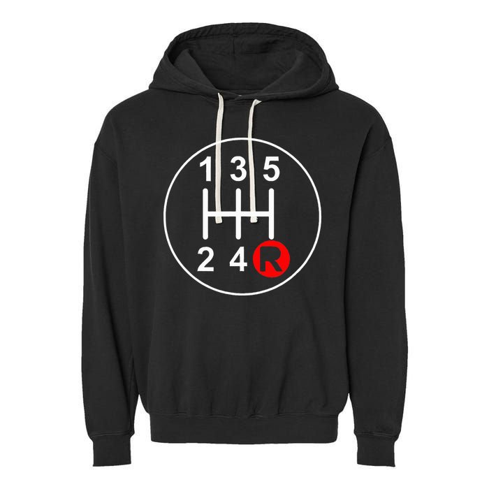 5 Speed Manual Transmission Stick Shift Car Enthusiast Garment-Dyed Fleece Hoodie