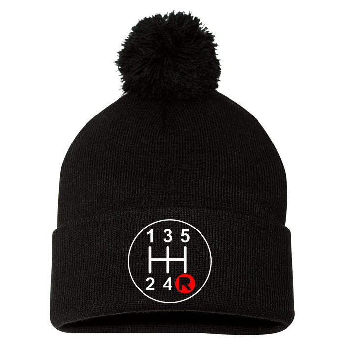 5 Speed Manual Transmission Stick Shift Car Enthusiast Pom Pom 12in Knit Beanie