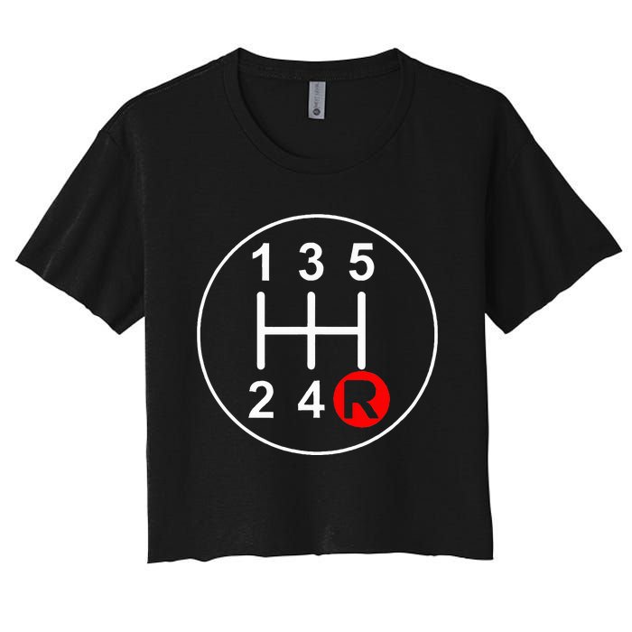 5 Speed Manual Transmission Stick Shift Car Enthusiast Women's Crop Top Tee