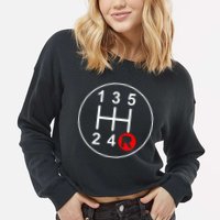 5 Speed Manual Transmission Stick Shift Car Enthusiast Cropped Pullover Crew