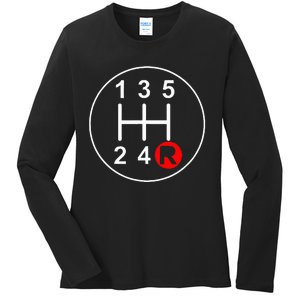 5 Speed Manual Transmission Stick Shift Car Enthusiast Ladies Long Sleeve Shirt