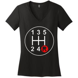 5 Speed Manual Transmission Stick Shift Car Enthusiast Women's V-Neck T-Shirt