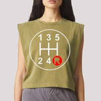 5 Speed Manual Transmission Stick Shift Car Enthusiast Garment-Dyed Women's Muscle Tee
