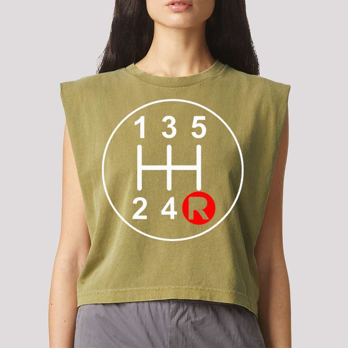 5 Speed Manual Transmission Stick Shift Car Enthusiast Garment-Dyed Women's Muscle Tee