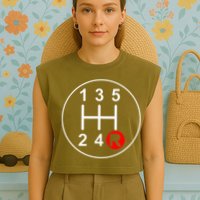 5 Speed Manual Transmission Stick Shift Car Enthusiast Garment-Dyed Women's Muscle Tee