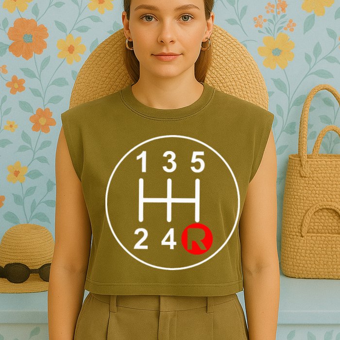 5 Speed Manual Transmission Stick Shift Car Enthusiast Garment-Dyed Women's Muscle Tee