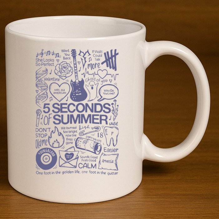 5 Seconds Of Summer 11oz C Handle Ceramic Mug